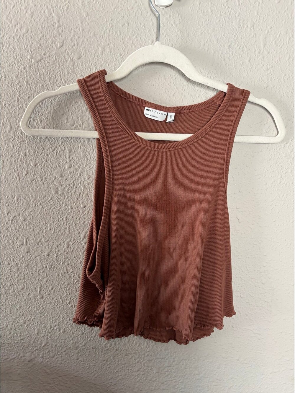 Asos brown ribbed bamboo cropped tank size US 14 or L/XL
